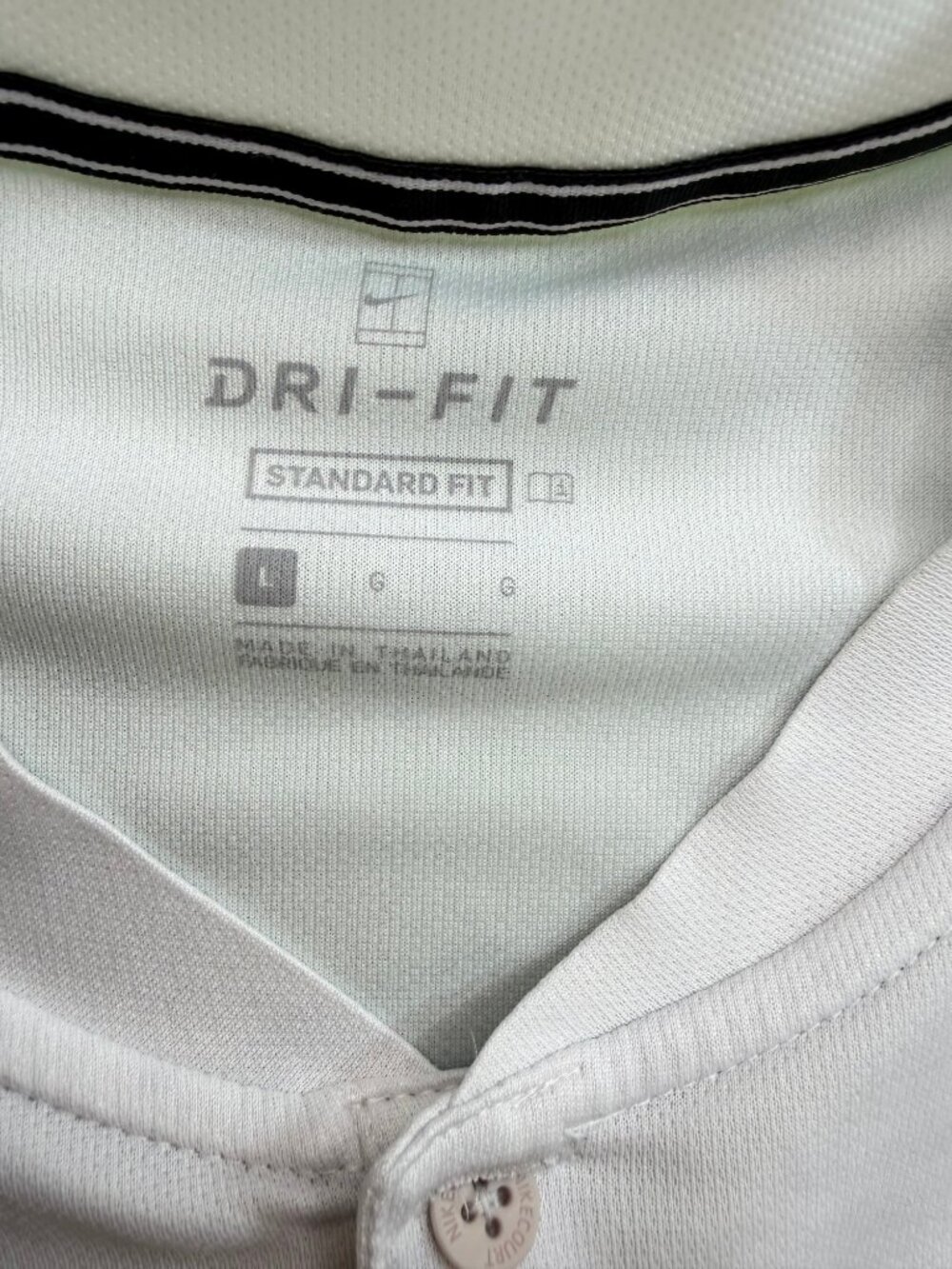 Nike Dri-FIT Court Tennis Polo Shirt Mens Sz L White Standard Fit Swoosh - Picture 3 of 7